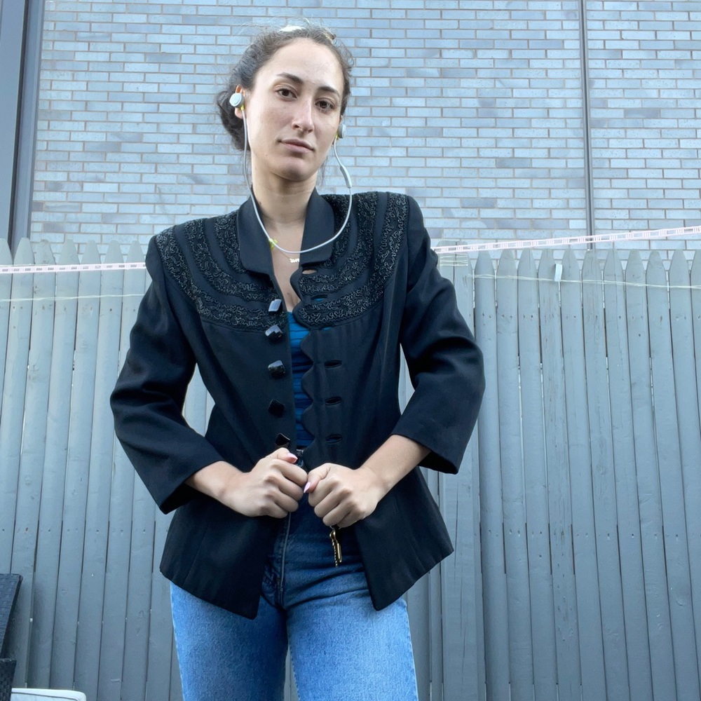 Vintage bejeweled blazer with shoulder pads :)